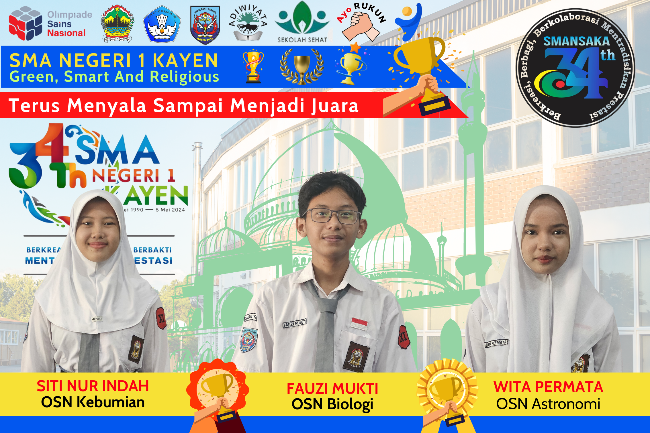 Terus menyala sampai menjadi juara, Tiga siswa SMA Negeri 1 Kayen mengikuti OSN Tingkat Provinsi 2024